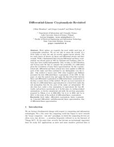 Differential-Linear Cryptanalysis Revisited C´eline Blondeau1 and Gregor Leander2 and Kaisa Nyberg1 1 2