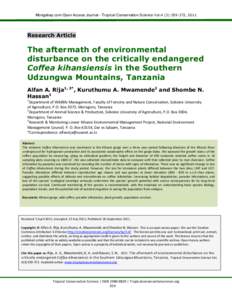 Mongabay.com Open Access Journal - Tropical Conservation Science Vol.4 (3):, 2011  Research Article The aftermath of environmental disturbance on the critically endangered