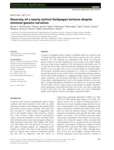 Evolutionary Applications Evolutionary Applications ISSNORIGINAL ARTICLE  Recovery of a nearly extinct Gala´pagos tortoise despite