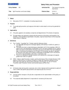 Safety Policy and Procedure Policy Number: Title:  057