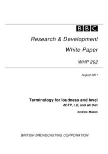 BBC Research & Development White Paper WHP202