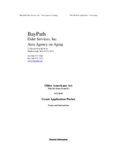 •BayPath Elder Services, Inc. / Area Agency on Aging -  Title III Grant Application - Cover Page BayPath Elder Services, Inc.