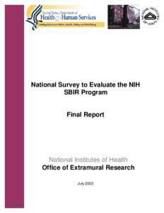National Survey to Evaluate the NIH SBIR Program - Final Report - July 2003
