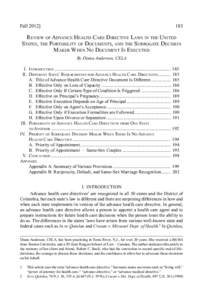 FallReview of Advance Health Care Directive Laws in the United States, the Portability of Documents, and the Surrogate Decision