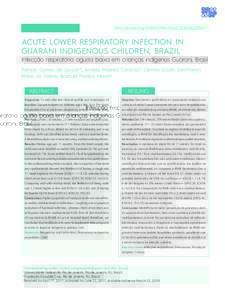 Original Article  http://dx.doi.org0462/;2018;36;2;00017 Acute lower respiratory infection in Guarani indigenous children, Brazil