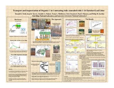 Transport and Sequestration of Organic C in Contrasting Soils Amended with C-14 Enriched Leaf Litter Donald E. Todd, Jana R. Tarver, Jennifer A. Palmer, Tonia L. Mehlhorn, Chris Swanston1, Paul J. Hanson, and Philip M. J