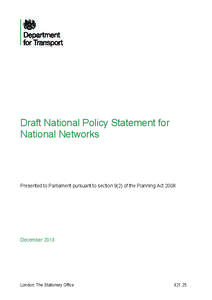 Draft National Policy Statement for National Networks