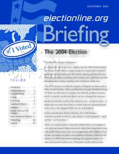 DECEMBERelectionline.org Briefing The 2004 Election