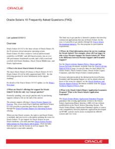 Oracle Solaris 11 Frequently Asked Questions