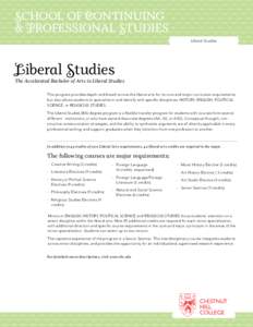 School of CONTINUING & PROFESSIONAL Studies Liberal Studies Liberal Studies