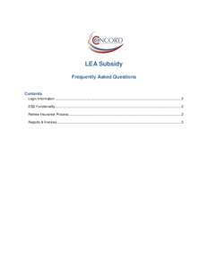 LEA Subsidy Frequently Asked Questions Contents Login Information ...................................................................................................................................... 2 ESS Functionality
