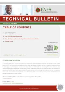 TECHNICAL BULLETIN August 2015 | VOLUME 2 TABLE OF CONTENTS 1.1	 Note from the editors. 1.2	 Foreword by DSO.