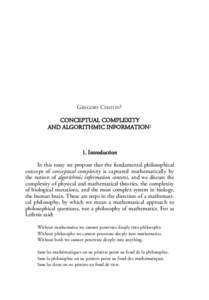 GREGORY CHAITIN1  CONCEPTUAL COMPLEXITY AND ALGORITHMIC INFORMATION2  1. Introduction