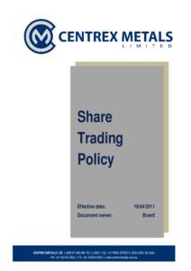 Share Trading Policy Effective date: Document owner: