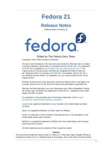 Release Notes - Release Notes for Fedora 21