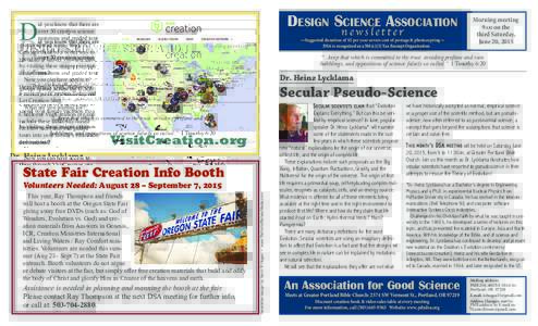 DeSiGn Science ASSociAtion  D id you know that there are over 50 creation science