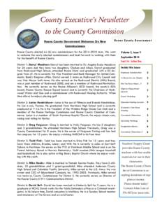 County Executive’s Newsletter to the County Commission Roane County Government Welcomes Six New Commissioners  R o a n e C o u n ty Go v e rn m e n t