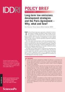 POLICY BRIEF N°06/16 JULY 2016 | CLIMATE Long-term low emissions development strategies and the Paris Agreement –