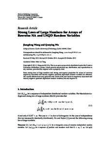 Strong Laws of Large Numbers for Arrays of  Rowwise NA and LNQD Random Variables