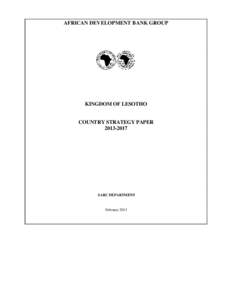 AFRICAN DEVELOPMENT BANK GROUP  KINGDOM OF LESOTHO COUNTRY STRATEGY PAPER[removed]