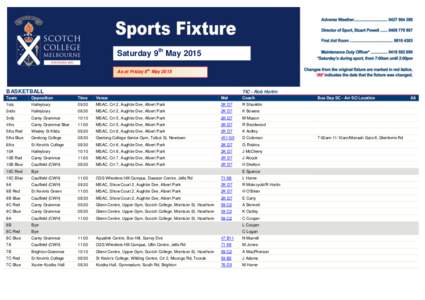 Scotch College sporting fixtures