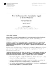Seul le texte prononcé fait foi Check against delivery Third Conference on the Humanitarian Impact of Nuclear Weapons General Debate