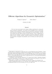 Efficient Algorithms for Geometric Optimization∗† Pankaj K. Agarwal ‡  Micha Sharir