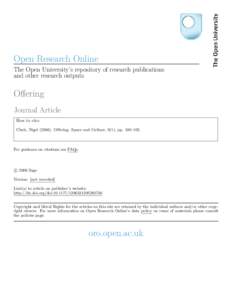 Open Research Online The Open University’s repository of research publications and other research outputs Offering Journal Article