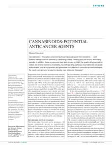 REVIEWS  CANNABINOIDS: POTENTIAL ANTICANCER AGENTS Manuel Guzmán Cannabinoids — the active components of Cannabis sativa and their derivatives — exert