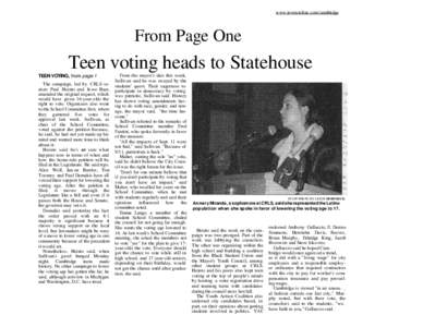 www.townonline.com/cambridge  From Page One Teen voting heads to Statehouse TEEN VOTING, from page 1