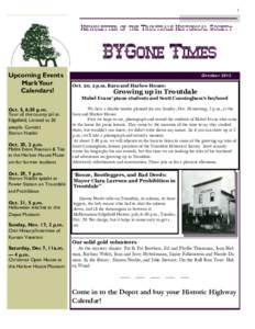 1  Newsletter of the Troutdale Historical Society BYGone Times Upcoming Events