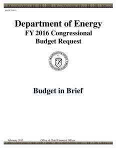 DOE/CFDepartment of Energy FY 2016 Congressional Budget Request