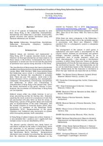 Christophe Barthélémy  3 Provisional Distributional Checklist of Hong Kong Sphecidae (Apoidea) Christophe Barthélémy