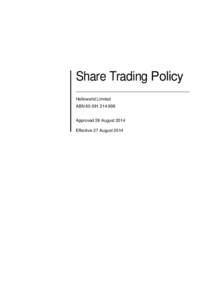 Share Trading Policy Helloworld Limited ABNApproved 26 August 2014 Effective 27 August 2014