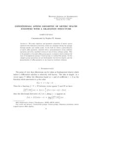 Houston Journal of Mathematics c 2010 University of Houston Volume 36, No. 1, 2010  INFINITESIMAL AFFINE GEOMETRY OF METRIC SPACES