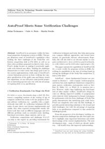Software Tools for Technology Transfer manuscript No. (will be inserted by the editor) AutoProof Meets Some Verification Challenges Julian Tschannen · Carlo A. Furia · Martin Nordio