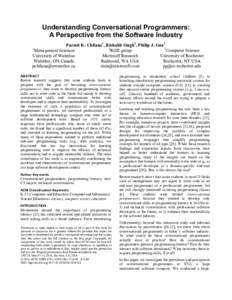 Computing / Software engineering / Information and communications technology / Humancomputer interaction / Computer science / Computer programmers / Technical communication / End-user development / Software design / Programmer / Software development / Chatbot