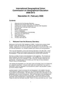 International Geographical Union Commission on Geographical EducationNewsletter #1, February 2009 Contents 1.