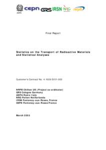 ANPA  Final Report Statistics on the Transport of Radioactive Materials and Statistical Analyses