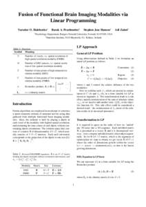 Fusion of Functional Brain Imaging Modalities via Linear Programming Yaroslav O. Halchenko† †  Barak A. Pearlmutter‡