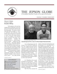 THE JEPSON GLOBE A Newsletter from the Friends of The Jepson Herbarium VOLUME 17 NUMBER 3 MARCH 2007