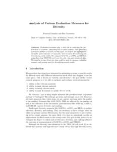 Analysis of Various Evaluation Measures for Diversity Praveen Chandar and Ben Carterette Dept of Computer Science, Univ. of Delaware, Newark, DEUSA {pcr,carteret}@udel.edu