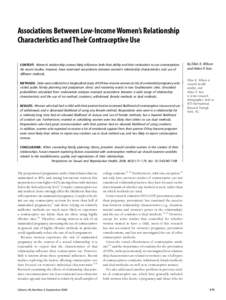Associations Between Low-Income Women’s Relationship Characteristics and Their Contraceptive Use