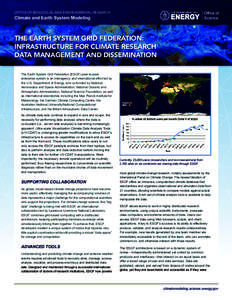 OFFICE OF BIOLOGICAL AND ENVIRONMENTAL RESEARCH  Climate and Earth System Modeling THE EARTH SYSTEM GRID FEDERATION: INFRASTRUCTURE FOR CLIMATE RESEARCH
