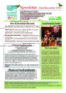 Newsletter  22nd December 2012 Manna Foods - Rare-breed hog roast, with apple sauce & stuffing. Miffed Squirrel - Xmas cakes, cupcakes and Xmas-tree biscuits.