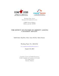 Working Paper Series Document de travail de la s´ erie CHESG Special Edition Edition sp´ eciale GECES