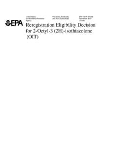 US EPA - Pesticides - Reregistration Eligibility Decision for 2-Octyl-3 (2H)-isothiazolone (OIT)