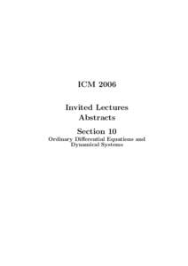 ICM 2006 Invited Lectures Abstracts