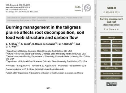 This discussion paper is/has been under review for the journal SOIL. Please refer to the corresponding final paper in SOIL if available. Discussion Paper  SOIL Discuss., 2, 923–953, 2015