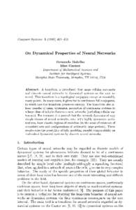 On Dynamical Properties of Neural Networks